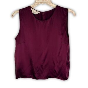 Maggy London Womens Size 16 Sleeveless 100% Silk Blouse Top Plum